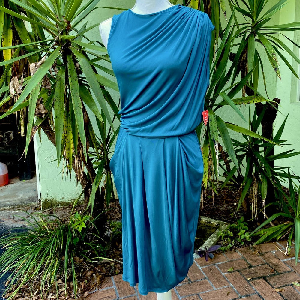 Draped Teal Dress